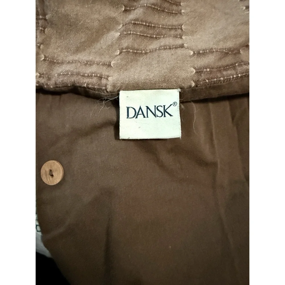 Dansk Full Queen Duvet Cover & 2 Shams Cocoa Brown Cotton Textured Grid VTG